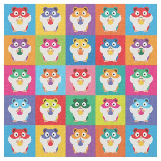 Pop Art Hamsters Fabric Stoff (Nahaufnahme)