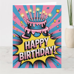 Pop Art Happy Birthday Cake Karte
