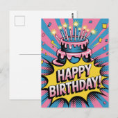 Pop Art Happy Birthday Cake Postkarte (Vorne/Hinten)