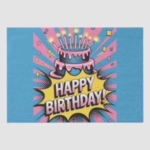 Pop Art Happy Birthday Cake Seidenpapier