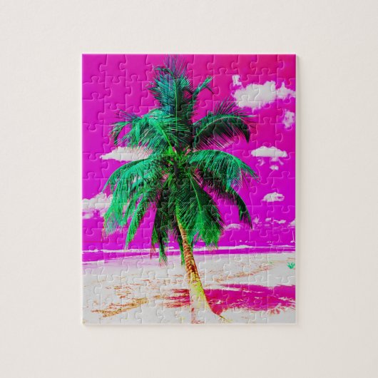 Pop Art Hawaii Island Travel Beach Palm Tree Puzzle (Vertikal)