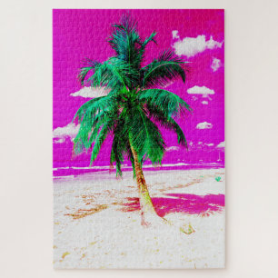 Pop Art Hawaii Island Travel Beach Palm Tree Puzzle