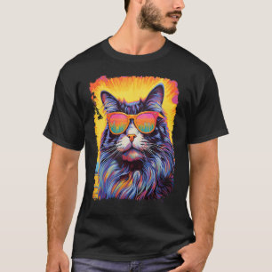 Pop-Art Hawaiian Maine Coon Katze T-Shirt