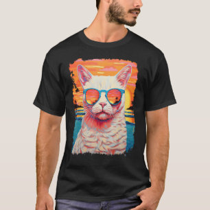 Pop-Art Hawaiianische Weiße Katze T-Shirt