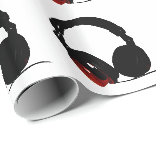 Pop Art Headphone Geschenkpapier (Rolleneckpunkt)