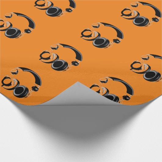 Pop Art Headphone Orange Geschenkpapier (Ecke)