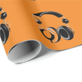Pop Art Headphone Orange Geschenkpapier (Rolleneckpunkt)