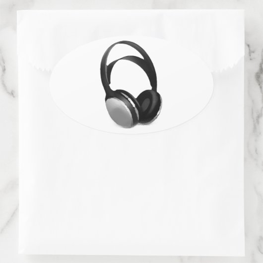 Pop Art Headphone Ovaler Aufkleber (Tasche)
