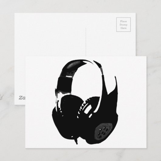 Pop Art Headphone Postkarte (Vorne/Hinten)