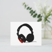 Pop Art Headphone Postkarte (Stehend Vorderseite)