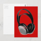 Pop Art Headphone Postkarte (Vorne/Hinten)