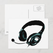 Pop Art Headphone Postkarte (Vorne/Hinten)
