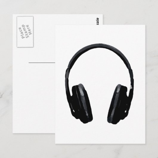 Pop Art Headphone Postkarte (Vorne/Hinten)