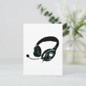 Pop Art Headphone Postkarte (Stehend Vorderseite)