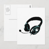 Pop Art Headphone Postkarte (Vorne/Hinten)