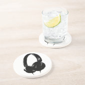 Pop Art Headphone Sandstein Untersetzer (Seite)