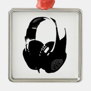 Pop Art Headphone Silbernes Ornament