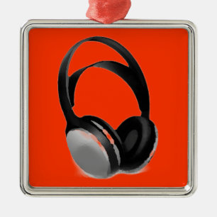 Pop Art Headphone Silbernes Ornament
