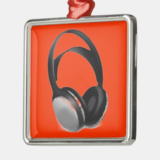 Pop Art Headphone Silbernes Ornament (Links)