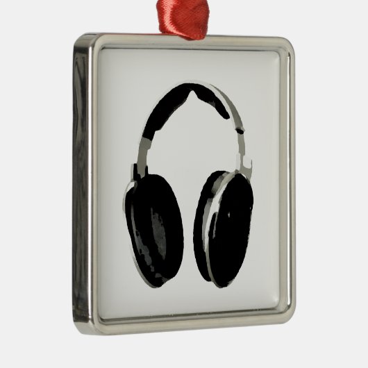 Pop Art Headphone Silbernes Ornament (Rechts)