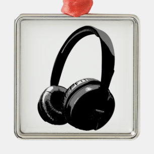 Pop Art Headphone Silbernes Ornament
