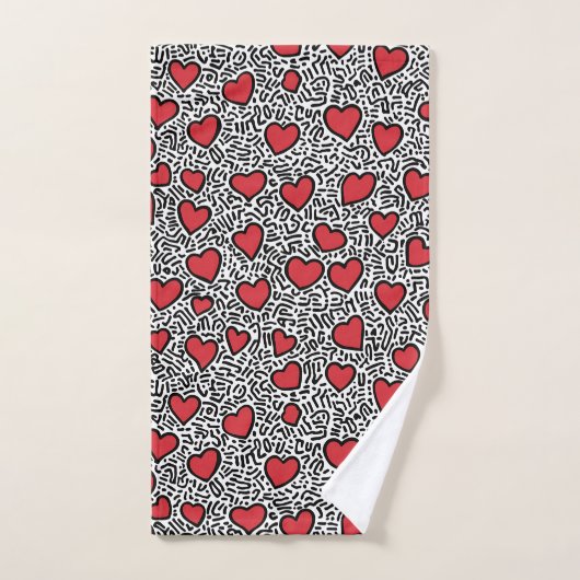 Pop Art Heart Pattern Badhandtuch Set (Handtuch)