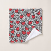 Pop Art Heart Pattern Badhandtuch Set (Waschlappen)
