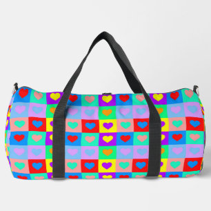 Pop Art Heart Pattern Duffle Bag