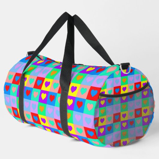 Pop Art Heart Pattern Duffle Bag (Rechte Ecke)