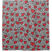 Pop Art Heart Pattern Duschvorhang (Vorderseite)