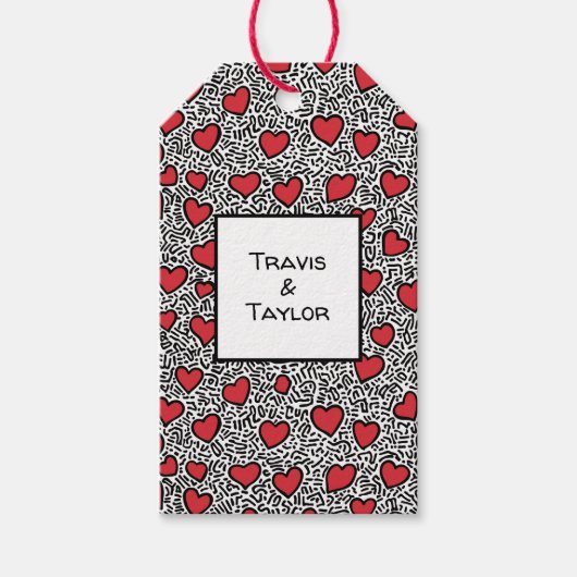 Pop Art Heart Pattern Geschenkanhänger (Vorderseite)