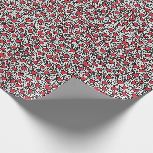 Pop Art Heart Pattern Geschenkpapier (Ecke)
