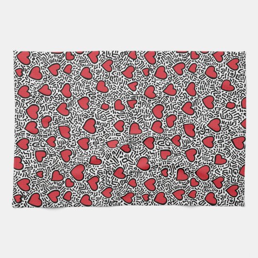 Pop Art Heart Pattern Geschirrtuch (Horizontal)