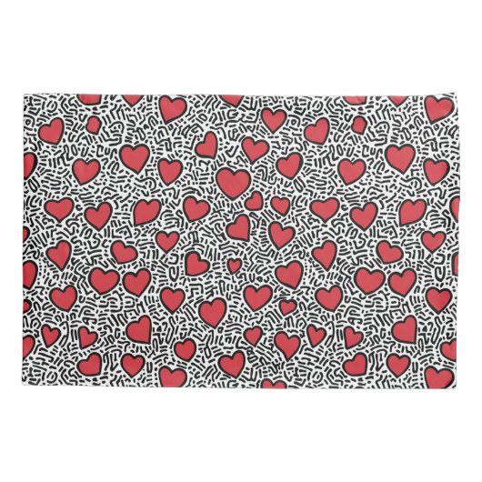 Pop Art Heart Pattern Kissenbezug (Rückseite)