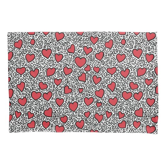 Pop Art Heart Pattern Kissenbezug (Vorderseite)