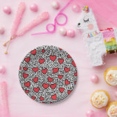 Pop Art Heart Pattern Pappteller (Party)