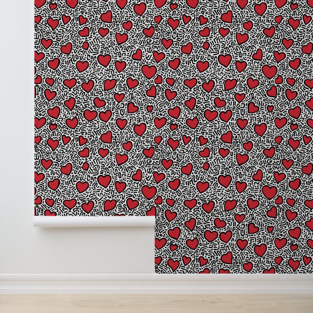 Pop Art Heart Pattern Tapete (Anwendung)