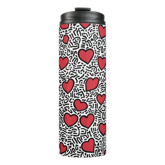 Pop Art Heart Pattern Thermosbecher (Vorderseite)