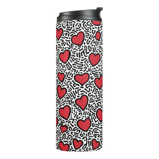 Pop Art Heart Pattern Thermosbecher (Nach links gedreht)