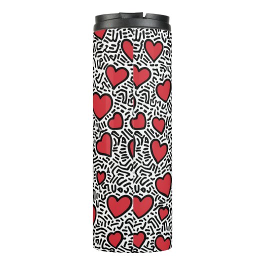 Pop Art Heart Pattern Thermosbecher (Rückseite)