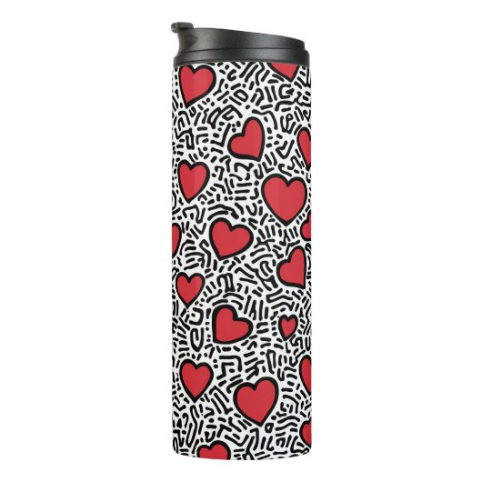 Pop Art Heart Pattern Thermosbecher (Nach rechts gedreht)
