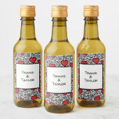 Pop Art Heart Pattern Weinetikett (Flaschen)