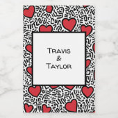 Pop Art Heart Pattern Weinetikett (Einzelnes Label)