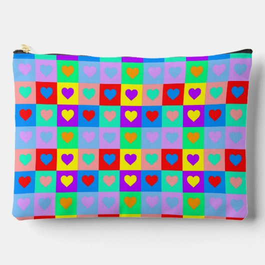 Pop Art Heart Pattern Zubehörtasche (Vorderseite)