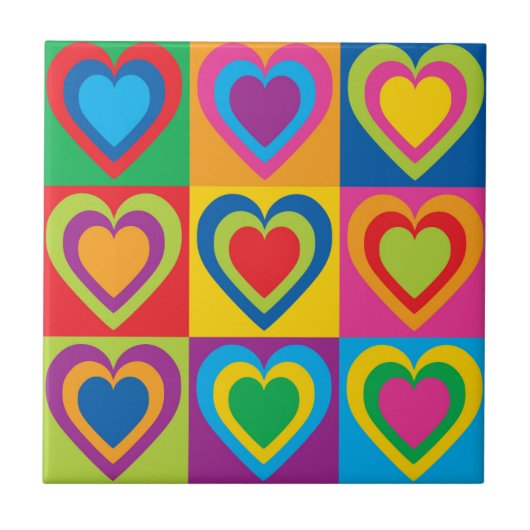 Pop Art Hearts Fliese (Vorderseite)