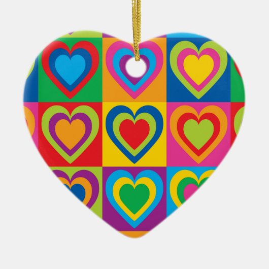 Pop Art Hearts Keramikornament (Vorne)