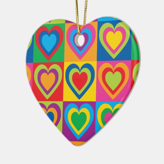 Pop Art Hearts Keramikornament (Links)
