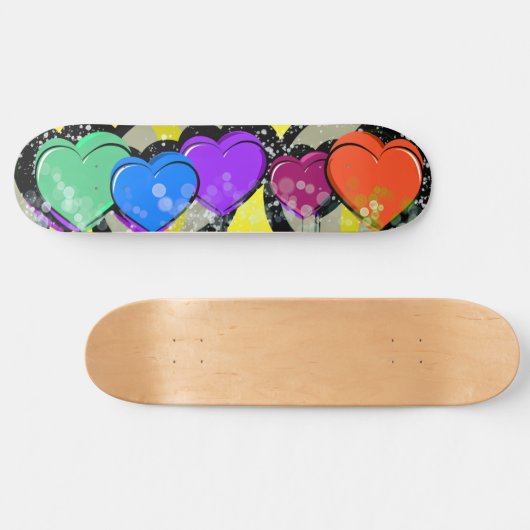 Pop Art Hearts Skateboard Deck (Horizontal)