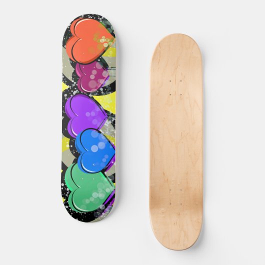 Pop Art Hearts Skateboard Deck (Vorderseite)