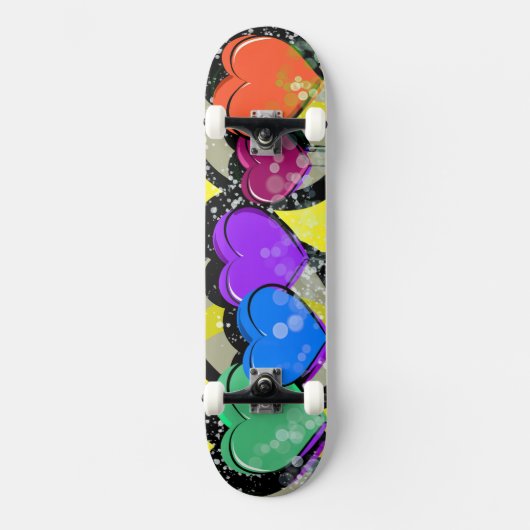 Pop Art Hearts Skateboard Deck (Vorderseite)